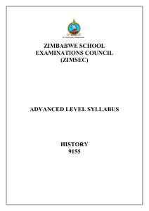 (zimsec) advanced level syllabus history 9155