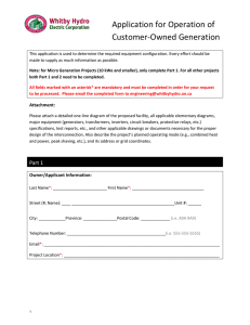 Application for Operation of Customer-Owned