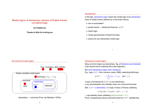 Modal logics of elementary classes of Kripke frames via hybrid logic