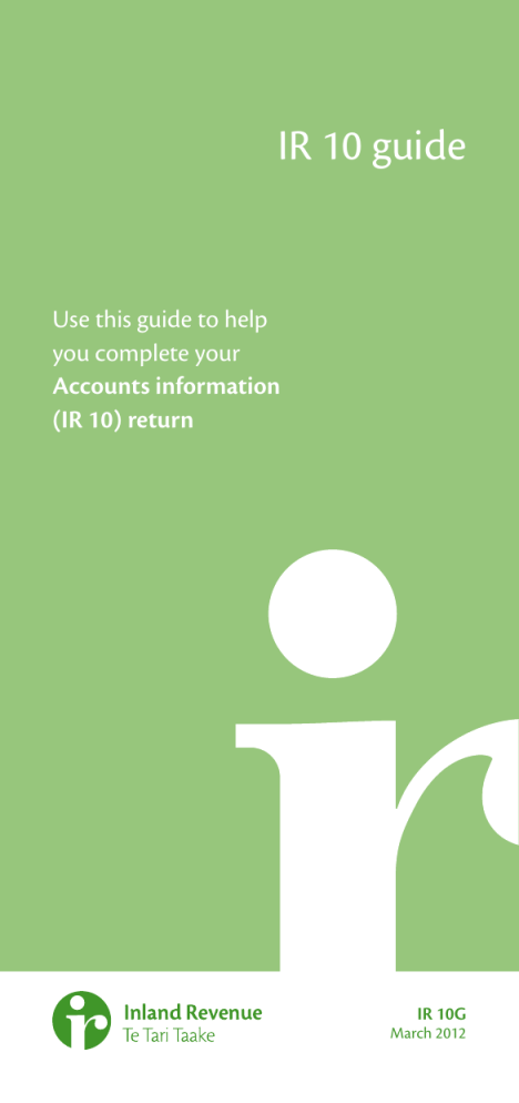 IR 10 Guide Inland Revenue