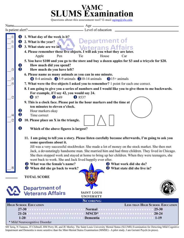 VA SLUMS Exam 042406 Saint Louis University