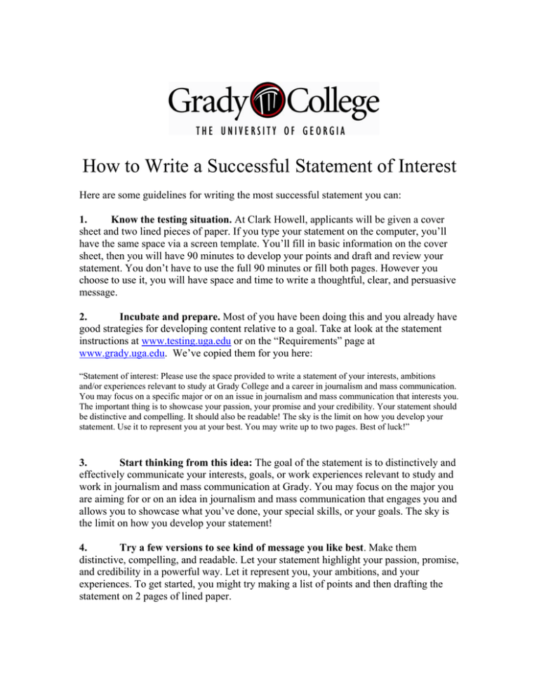 personal statement of interest sample