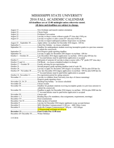 mississippi state university 2016 fall academic calendar