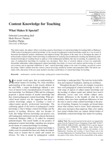 Content Knowledge for Teaching - Consortium for Policy Research