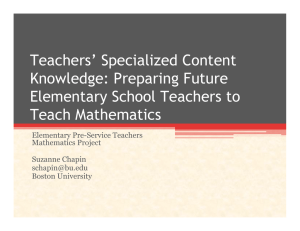 Teachers` Specialized Content Knowledge