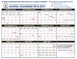 2016-2017 Palm Beach Student Calendar