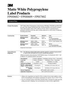 Matte White Polypropylene Label Products