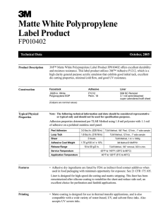Matte White Polypropylene Label Product