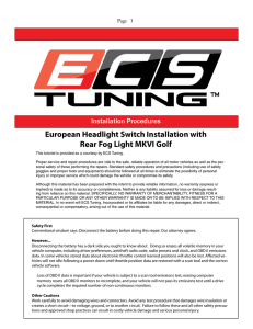 European Headlight Switch Installation with Rear Fog Light MKVI Golf