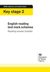 2016 key stage 2 English reading: mark schemes