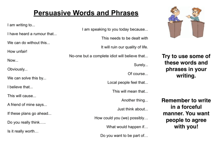 persuasive speech words to use