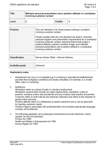 NZQA registered unit standard 62 version 8 Page 1 of 4 Title