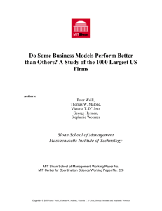 A Study of Business Models - Center for Coordination Science
