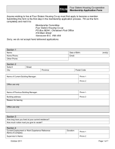 Four Sisters Housing Co-operative Membership Application Form
