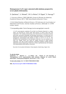 Homogeneous Cu-Fe super saturated solid solutions