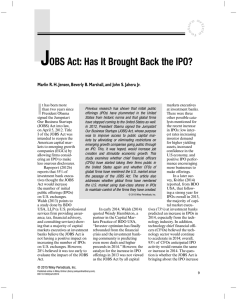 JOBS Act: Has It Brought Back the IPO?