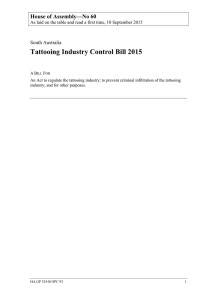 Tattooing Industry Control Bill 2015