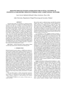 high-pitched excitation generation for glottal vocoding in statistical