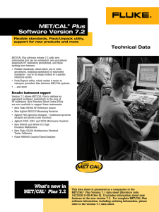 MET/CAL® Plus Software Version 7.2