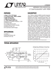 LT5502 - 400MHz Quadrature IF Demodulator with RSSI