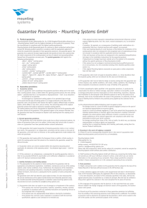 Guarantee Provisions - Mounting Systems GmbH