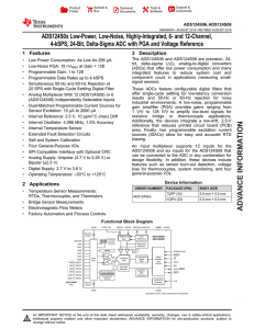 ADS124S0x Low-Power, Low-Noise, Highly-Integrated, 6