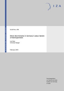 Ethnic Discrimination in Germany`s Labour Market: A Field Experiment