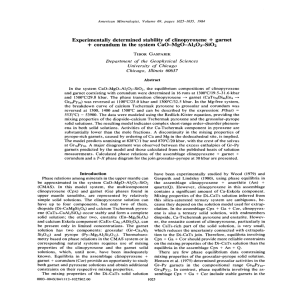 Experimentally determined stability of clinopyroxene + garnet +