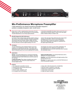Mic-PreEminence Microphone Preamplifier
