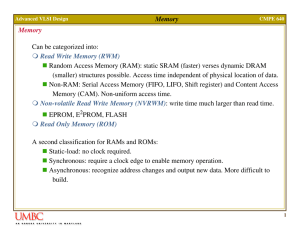 Memory Memory Can be categorized into: Read Write Memory