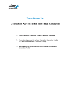 PowerStream Inc. Connection Agreement for Embedded Generators