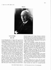 Obituary Louis de Broglie 1892-1987