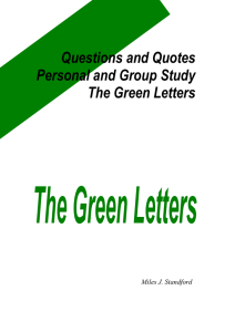 Questions and Quotes Personal and Group Study The Green Letters