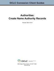 Authorities: Create Name Authority Records