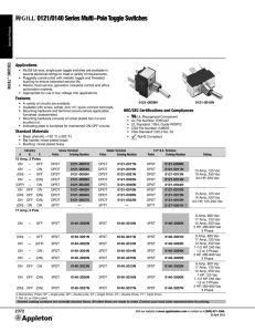McGill 0121/0140 Series Multi-Pole Toggle Switches Catalog Pages