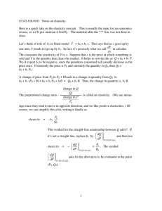 1 STAT-UB.0103 Notes on elasticity. Here is a quick take on the