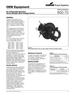 Eaton Cooper Power Dual Voltage Switches Catalog