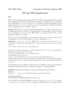 NP and NP-Completeness - Department of Computer Science