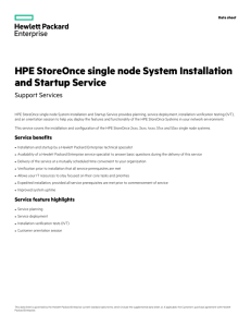 HPE StoreOnce single node System Installation and Startup Service