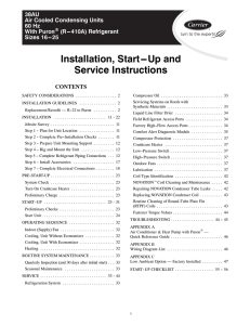 Installation, Start---Up and Service Instructions