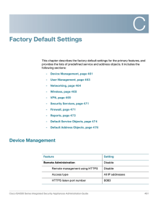 Factory Default Settings