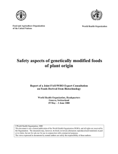 Safety aspects of genetically modified foods of plant origin