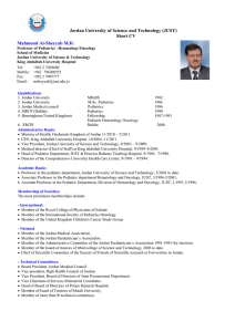Jordan University of Science and Technology (JUST) Short CV