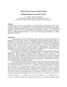 Effect of Power Losses on Self-Focusing of High Intensity