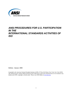 ANSI Procedures for US Participation in the International