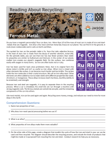 Ferrous Metal Reading About Recycling: