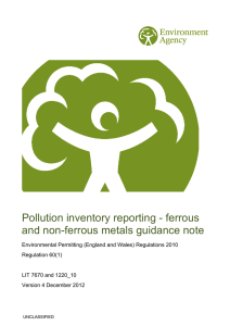 Pollution inventory reporting - ferrous and non