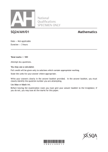 Advanced Higher Mathematics Specimen Question Paper