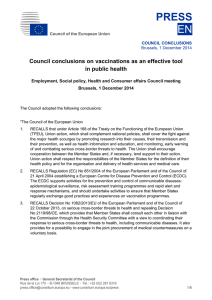 Council Conclusions on Vaccinations as an Effective Tool in Public