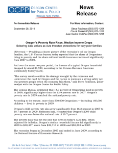 Oregon`s Poverty Rate Rises, Median Income Drops: Sobering data
